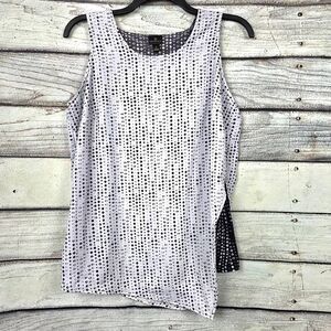 Worthington Layered Tank Top Black White Print LT